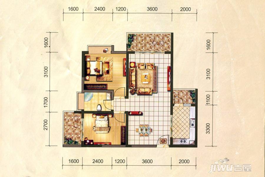 金水湾及第苑普通住宅85㎡户型图