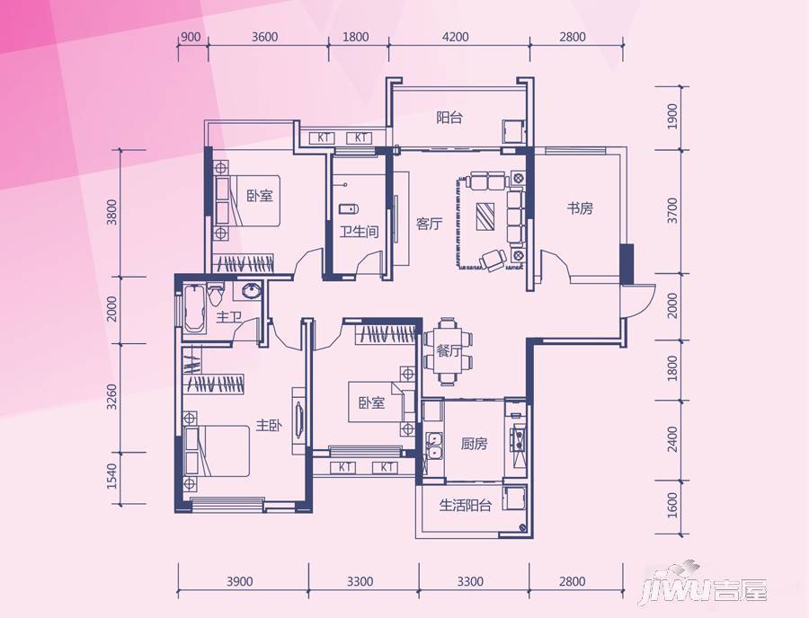 彰泰新城4室2厅2卫116㎡户型图