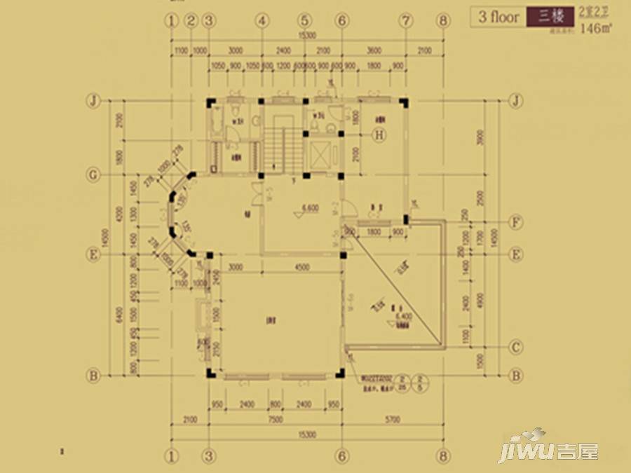 漓江奥林苑2室0厅2卫146㎡户型图