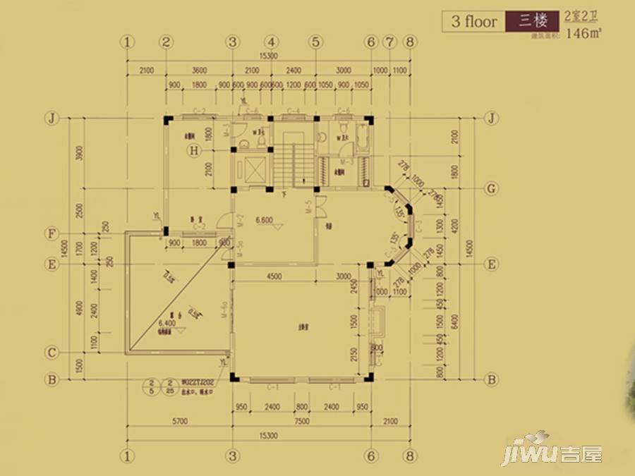 漓江奥林苑2室0厅2卫146㎡户型图