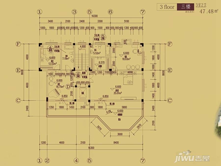 漓江奥林苑3室0厅2卫47㎡户型图