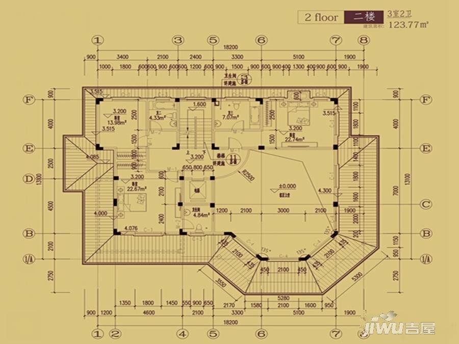 漓江奥林苑3室0厅2卫123㎡户型图