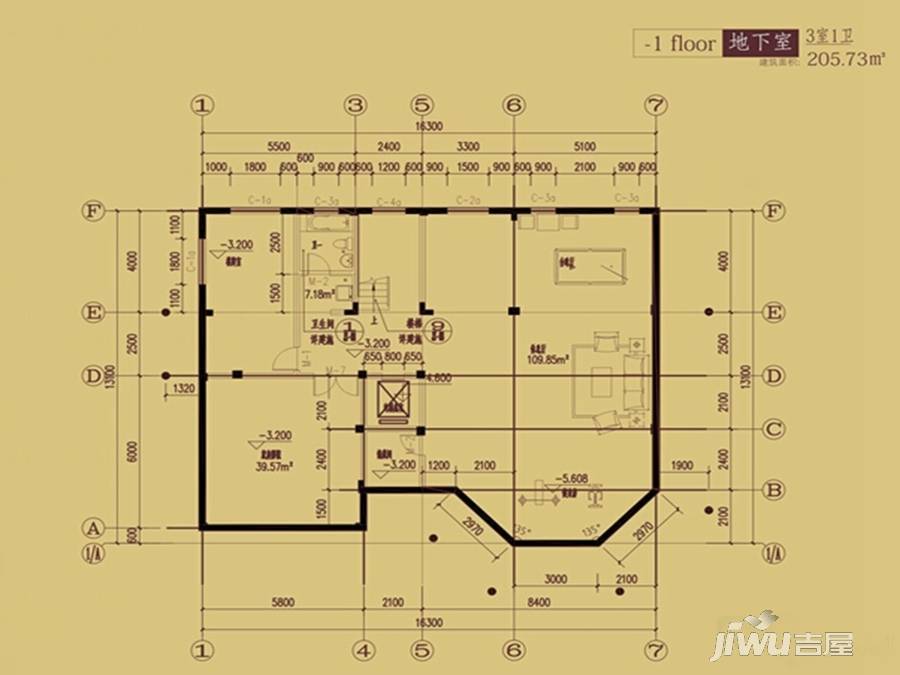 漓江奥林苑3室0厅1卫205㎡户型图