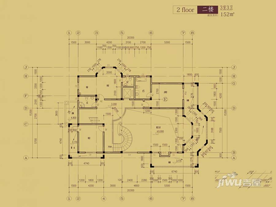 漓江奥林苑3室0厅3卫152㎡户型图