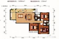 彰泰北城1号3室2厅2卫109㎡户型图