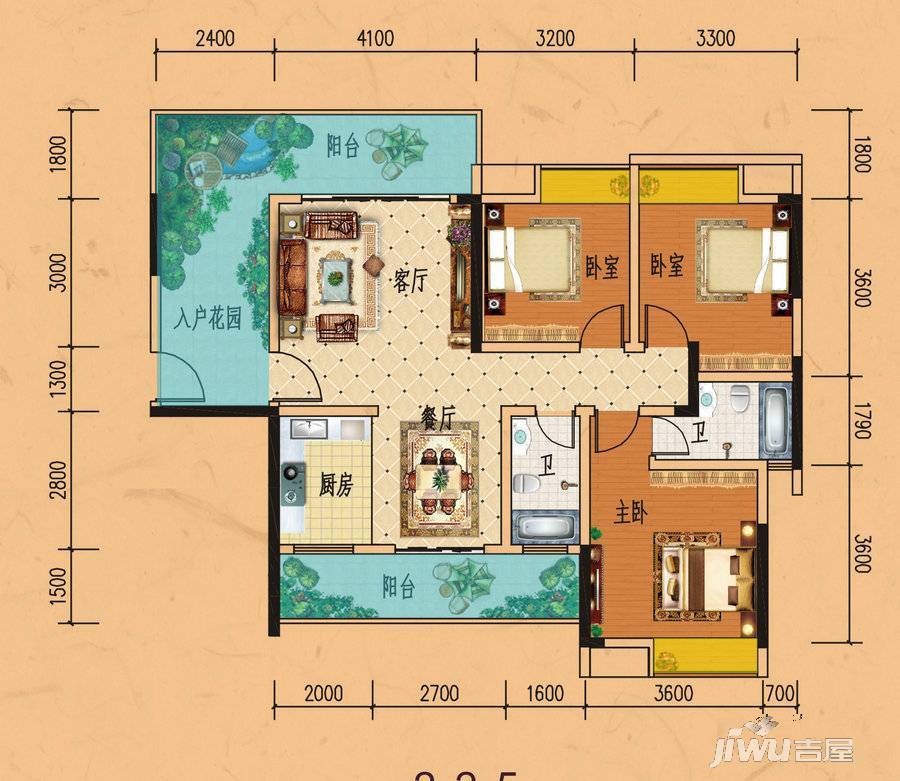 顺祥南洲1号3室2厅2卫114.6㎡户型图