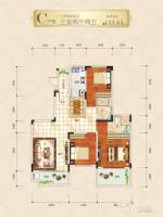 恒大江湾3室2厅2卫133.8㎡户型图