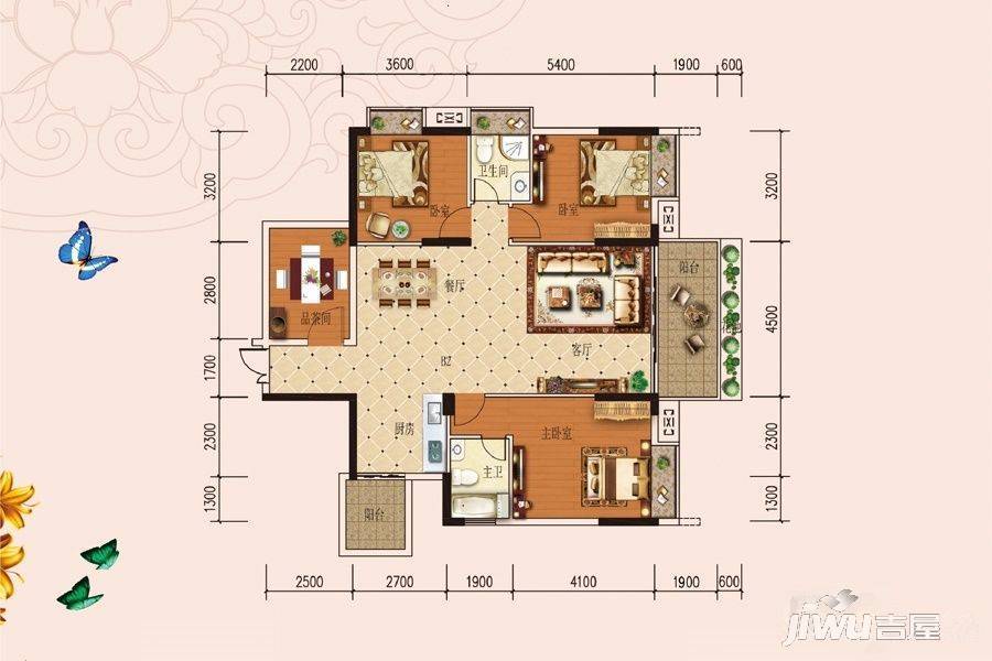 信昌棠棣之华3室2厅2卫122.4㎡户型图