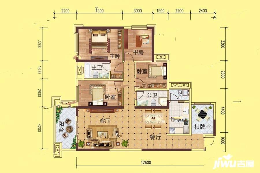 彰泰峰誉3室2厅2卫129㎡户型图