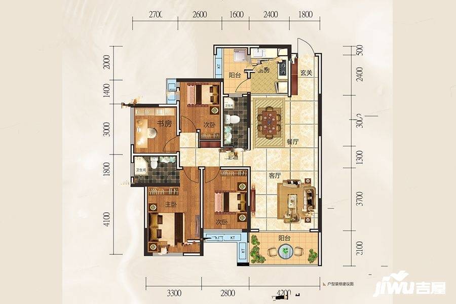 彰泰金桥水岸4室2厅2卫113㎡户型图