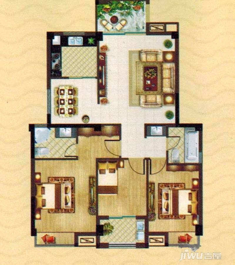 建瓯三江国际3室2厅2卫119.3㎡户型图