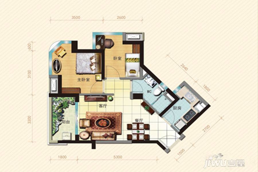 碧桂园2室2厅1卫80㎡户型图