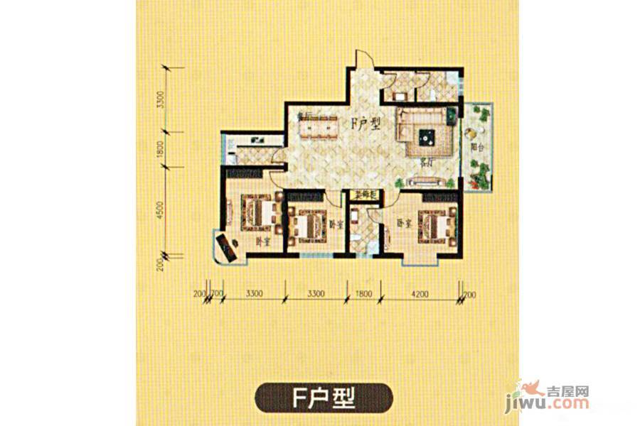 星河文化大厦3室2厅2卫138.2㎡户型图