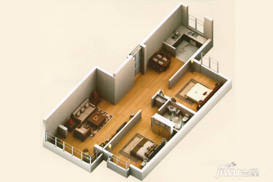 环江花园B区2室2厅1卫92.8㎡户型图