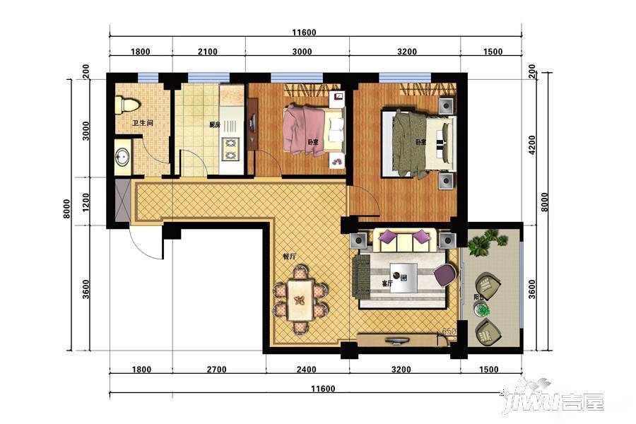 怡盛苑普通住宅81.9㎡户型图