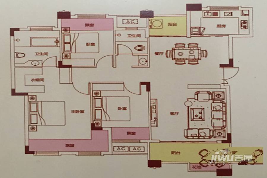 常驰山与城3室2厅2卫115㎡户型图