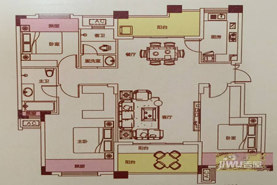 常驰山与城3室2厅2卫115㎡户型图