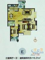 龙云·城中央3室2厅1卫116.3㎡户型图