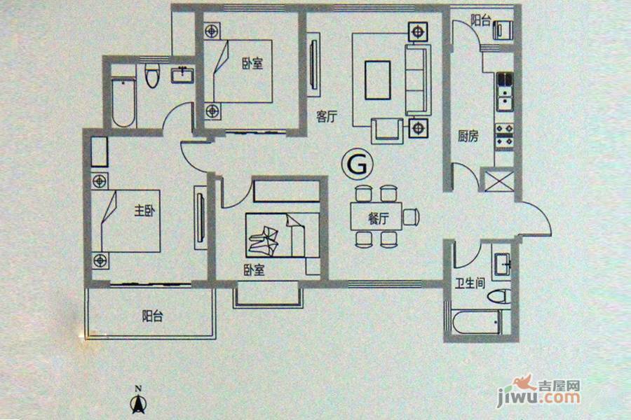 凤凰城3室2厅2卫131.4㎡户型图