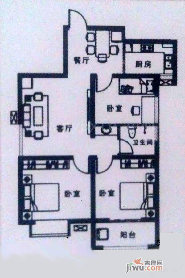 中堂观邸3室2厅1卫99.3㎡户型图