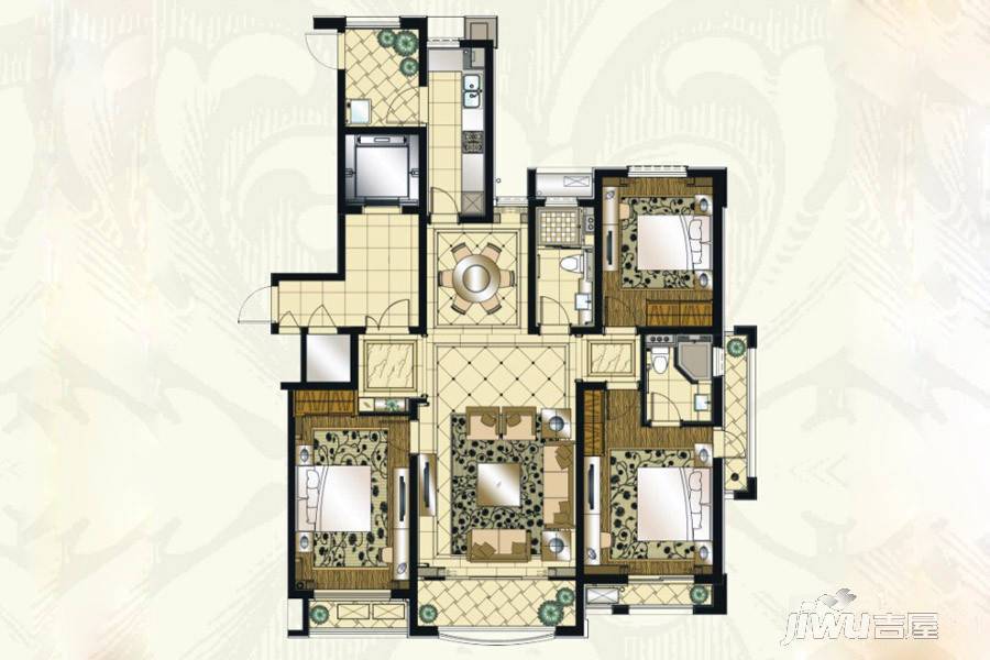 梧桐树3室2厅2卫176㎡户型图