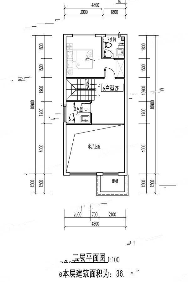 江南里1室0厅2卫36.7㎡户型图