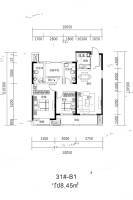 建业壹号城邦6期3室2厅2卫108.5㎡户型图