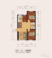 鸡西福恬奥林花园3室2厅1卫82.6㎡户型图