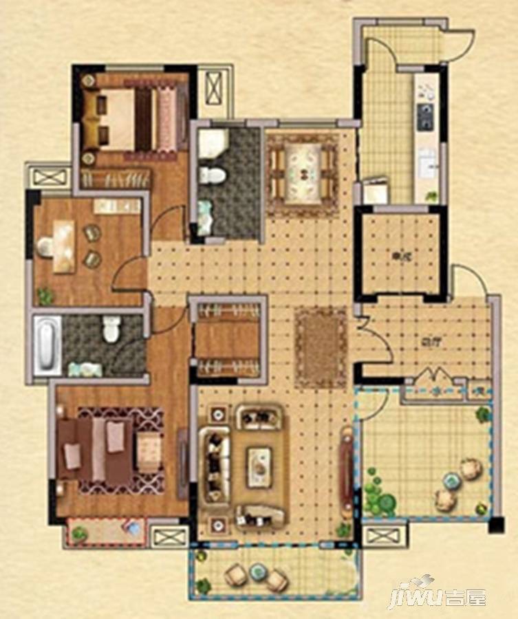 润和尚品3室2厅2卫141.6㎡户型图