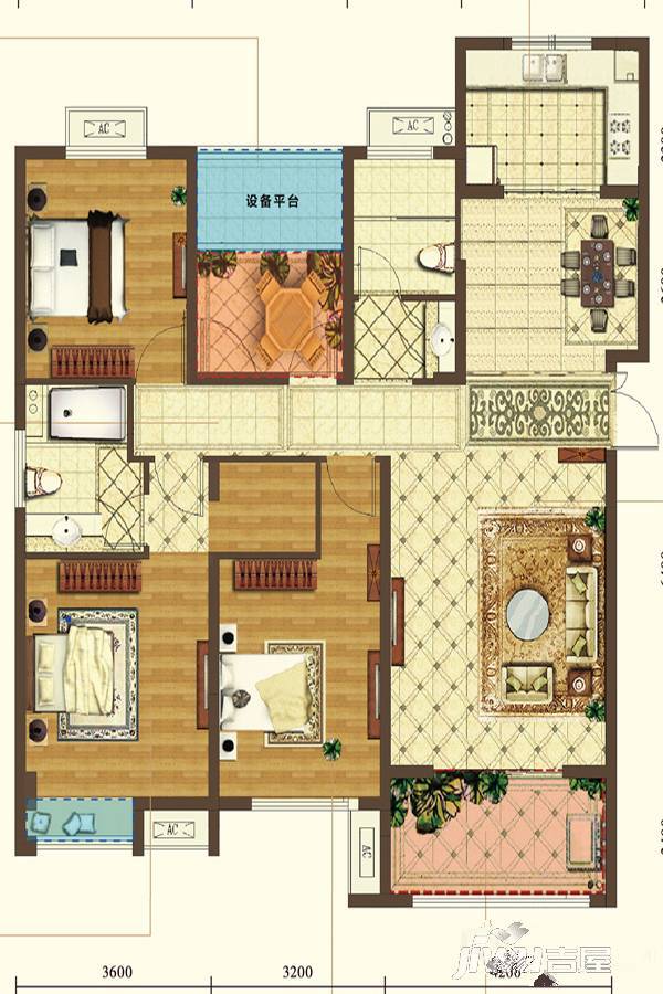 合肥宝能城4室2厅2卫144㎡户型图