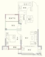 大富新领地2室2厅1卫72㎡户型图