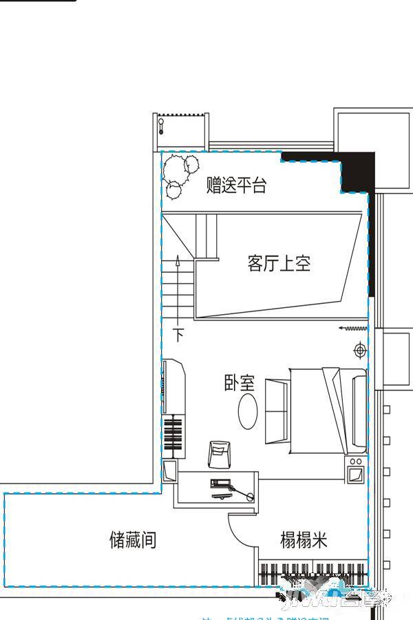 滨湖向上城商铺1室1厅1卫49㎡户型图