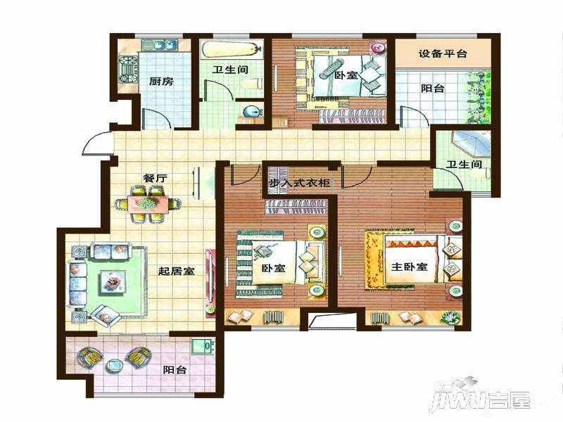 皇马花园4室2厅1卫116㎡户型图