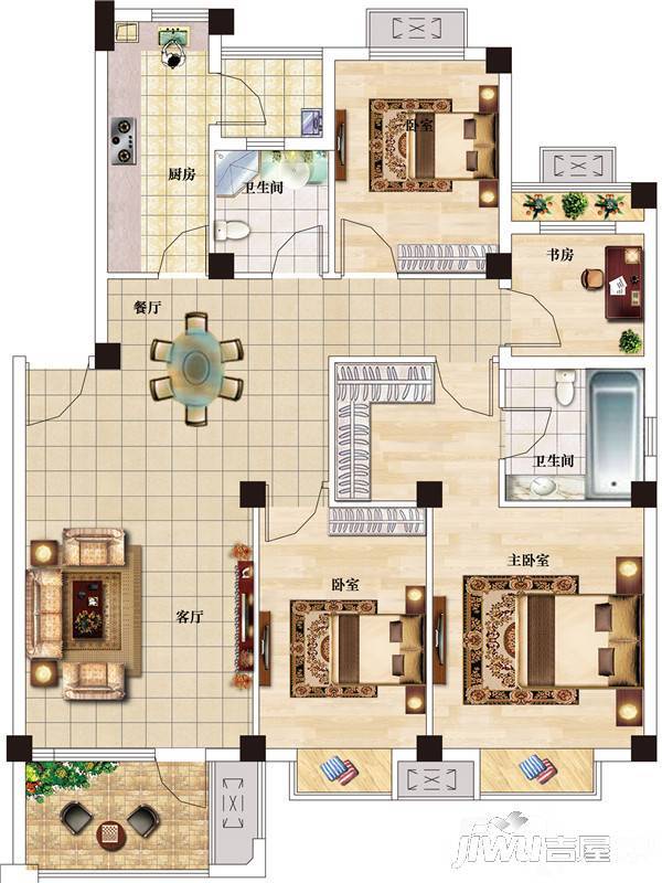 奥青城4室2厅2卫109㎡户型图