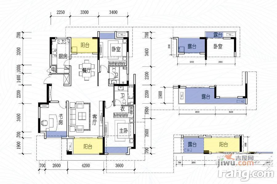 依澜雅居3室2厅2卫126㎡户型图