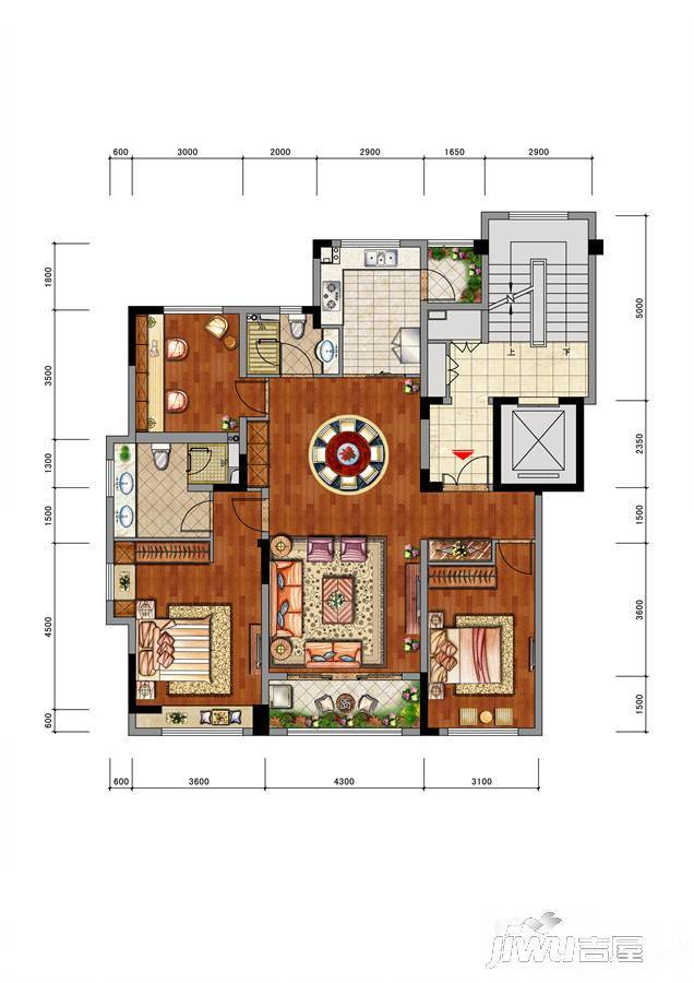 当代MOMΛ2室2厅1卫132㎡户型图