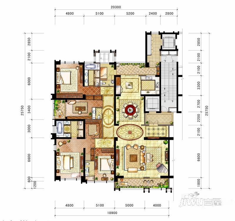 华润中心凯旋门商铺4室4厅5卫398㎡户型图