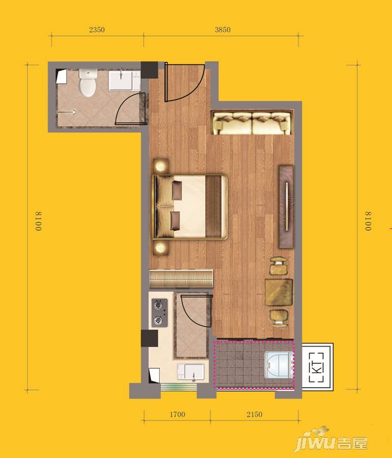 和昌mini home公寓1室1厅1卫41㎡户型图