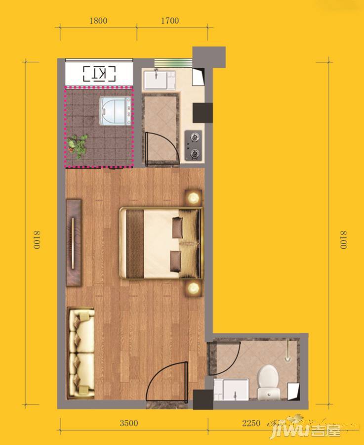 和昌mini home公寓1室1厅1卫39㎡户型图