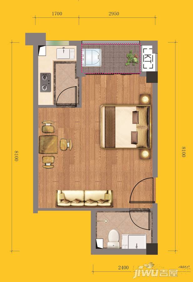 和昌mini home公寓1室1厅1卫43㎡户型图