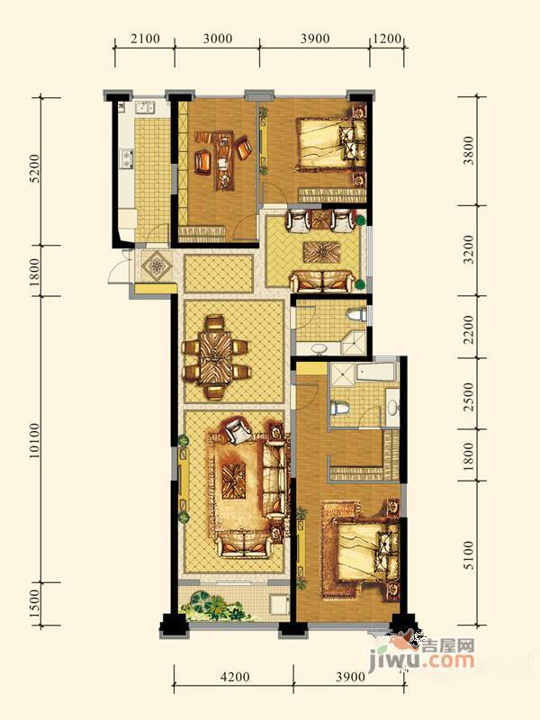 置地广场4室2厅2卫173㎡户型图