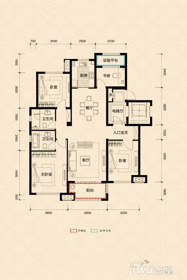 保利西山林语4室2厅2卫140.3㎡户型图