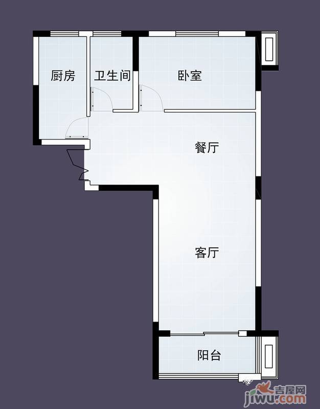 乐客来国际商业中心商铺1室2厅1卫81.5㎡户型图