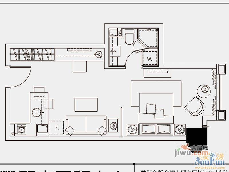 闽商国贸中心1室1厅1卫51㎡户型图