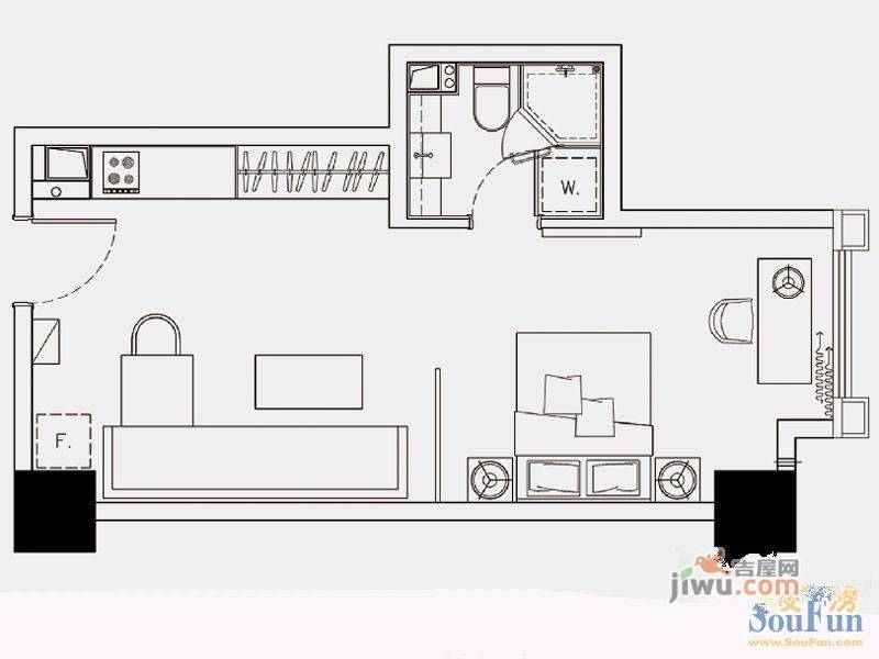 闽商国贸中心1室1厅1卫49.9㎡户型图