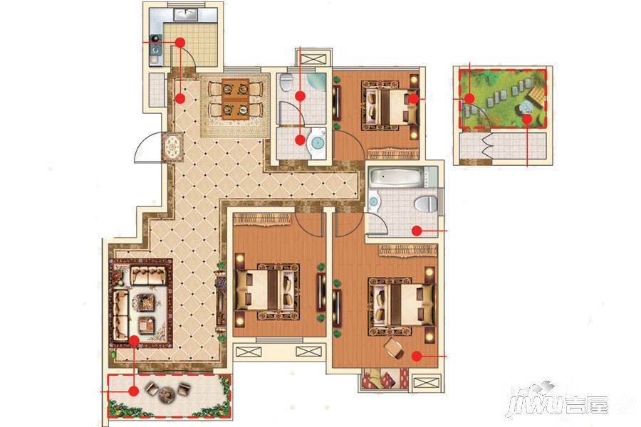 建邦皇嘉锦苑3室2厅2卫116㎡户型图