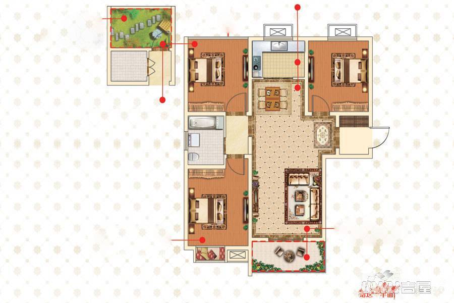 建邦皇嘉锦苑3室2厅1卫99㎡户型图