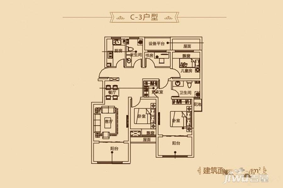 文一名门云河湾4室2厅2卫115㎡户型图