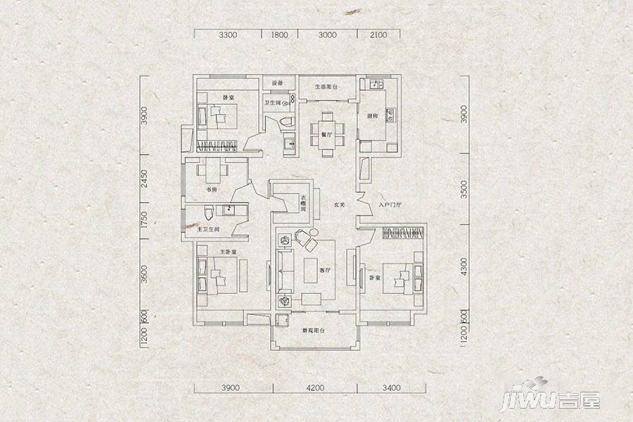 海亮阙里4室2厅2卫141㎡户型图