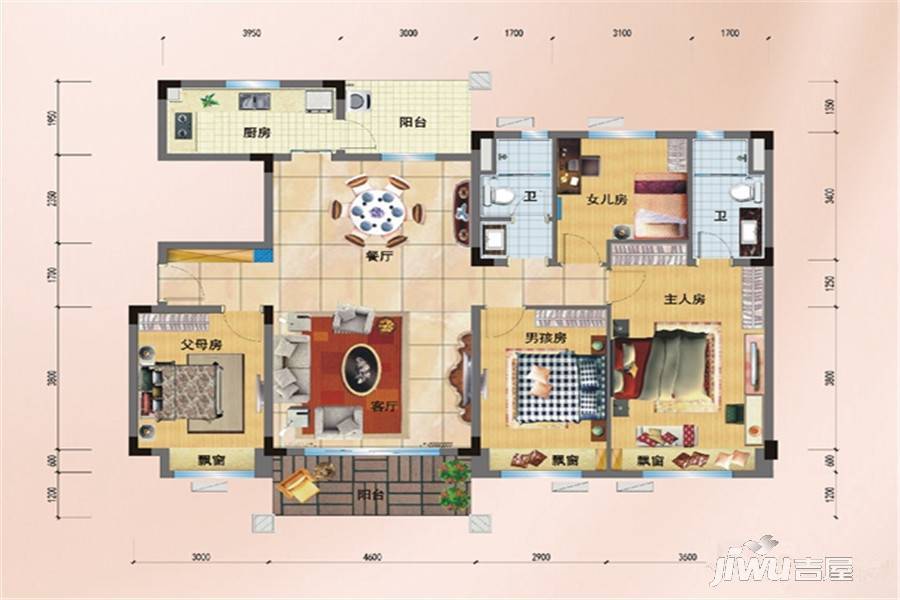 碧桂园钻石湾4室2厅2卫140㎡户型图